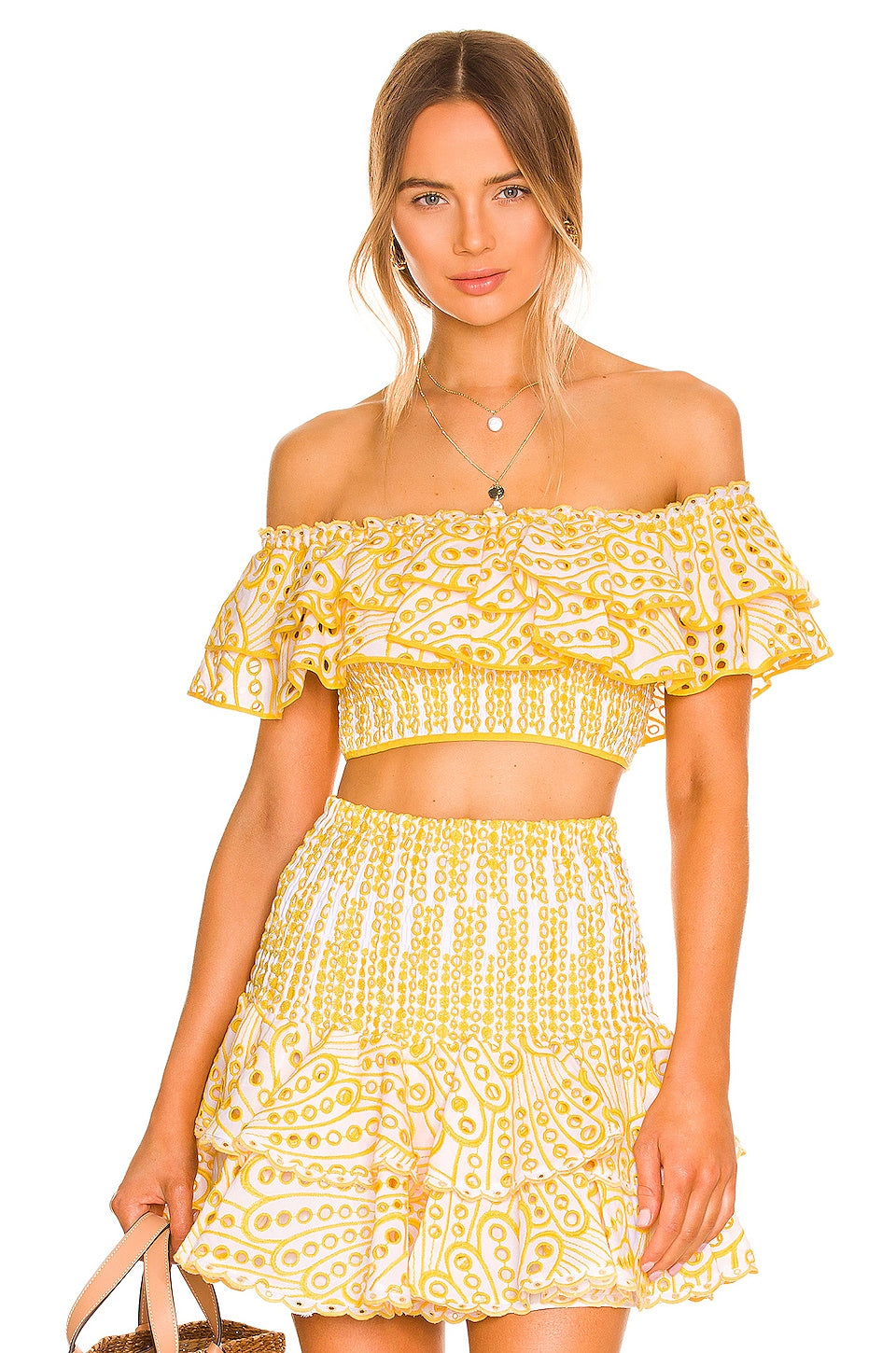 yellow top and skirt set