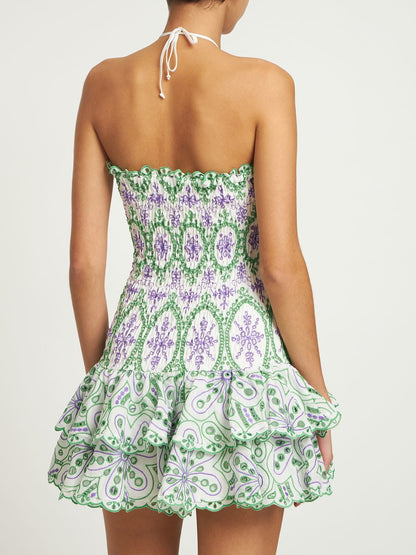 green eyelet dress