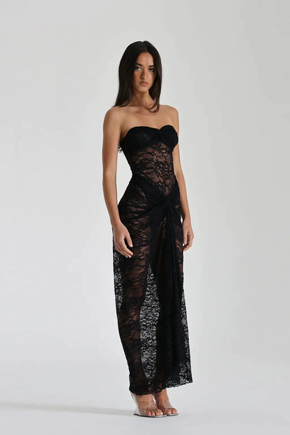 long black lace dress