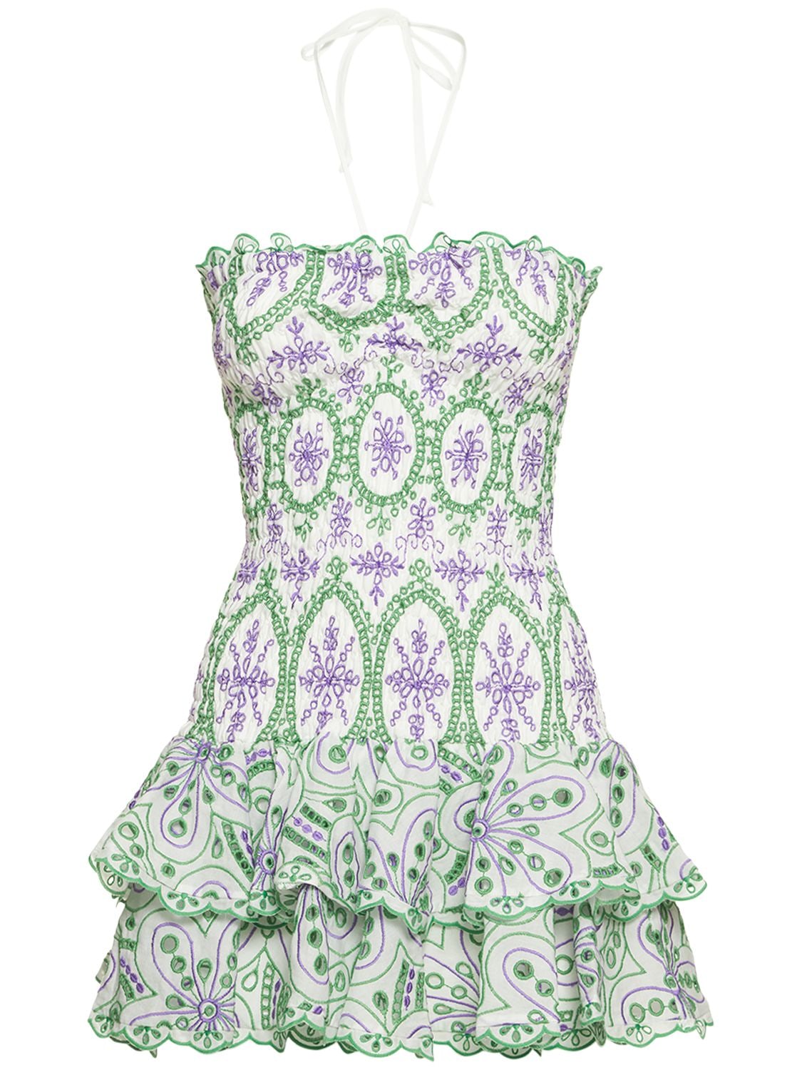 green eyelet mini dress