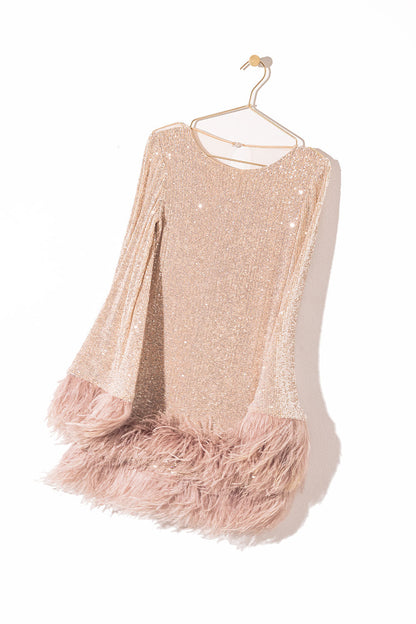 sequin feather dress