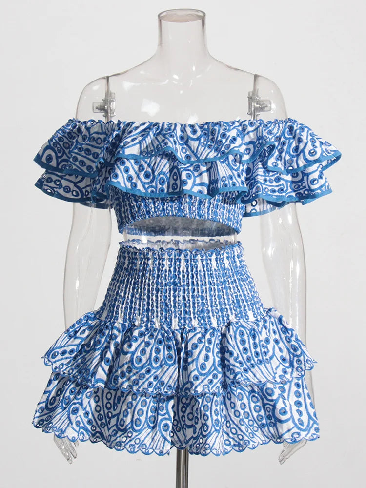 blue top and skirt set