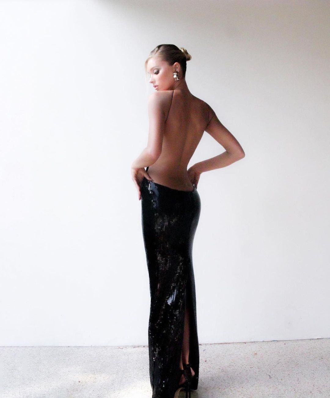 open back sequin gown