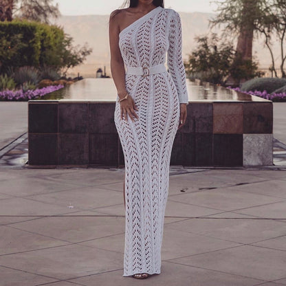 white knit maxi dress