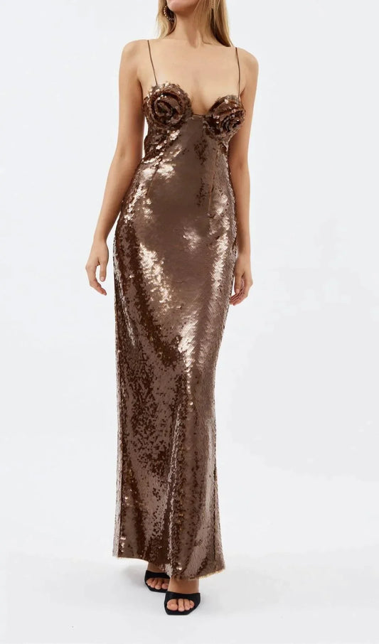 brown sequin dress