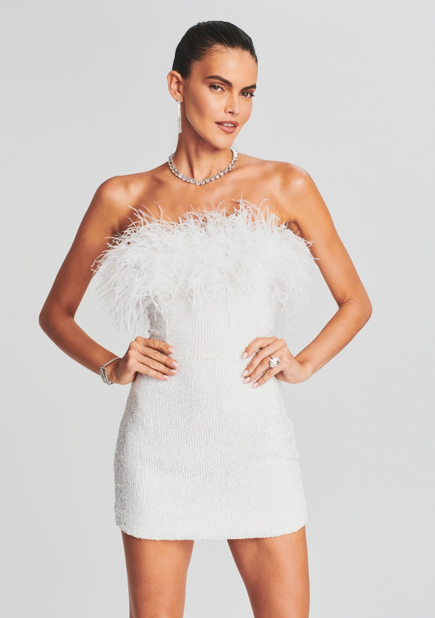 white sequin dress