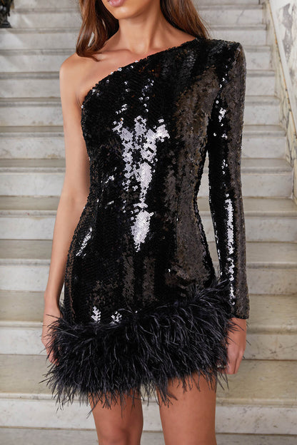 black sequin dress