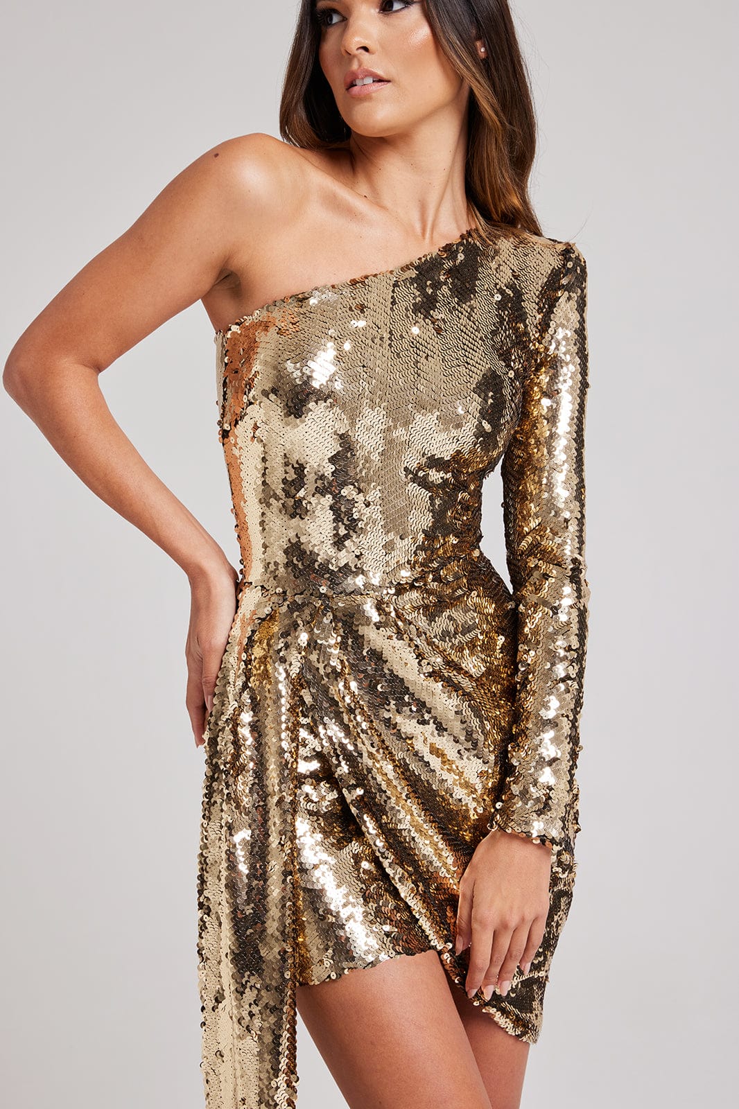 one shoulder sequin dress