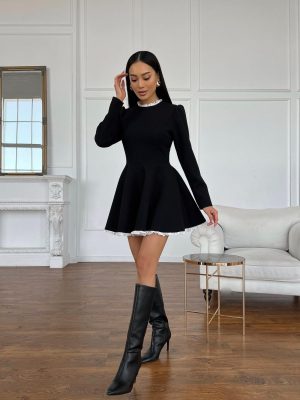 black long sleeve mini dress