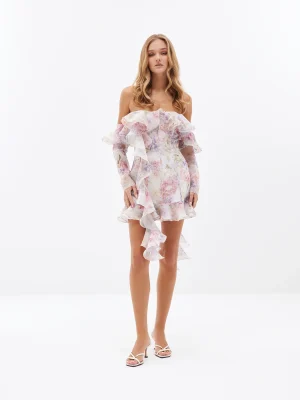 waterfall ruffle dress